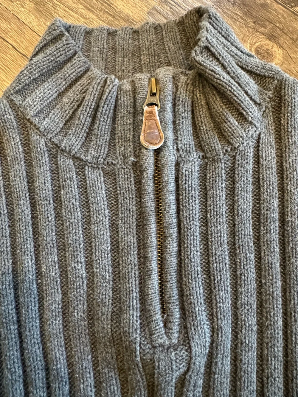 Vintage GAP Kids M Zip Up Mock Neck Ribbed Sweater/Sweatshirt Dark Gray